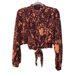 2/$30 Rachel Zoe Women’s Top Sz M Floral Dolman Sleeve Tie Front Blouse
